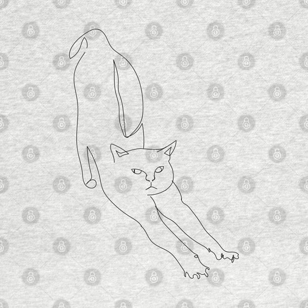 Lineart cat stretching by zaiynabhw